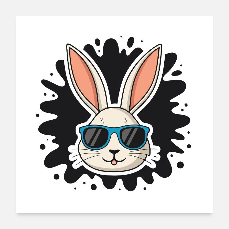 Rabbit Swag Blaue Brille Poster 60x60 cm