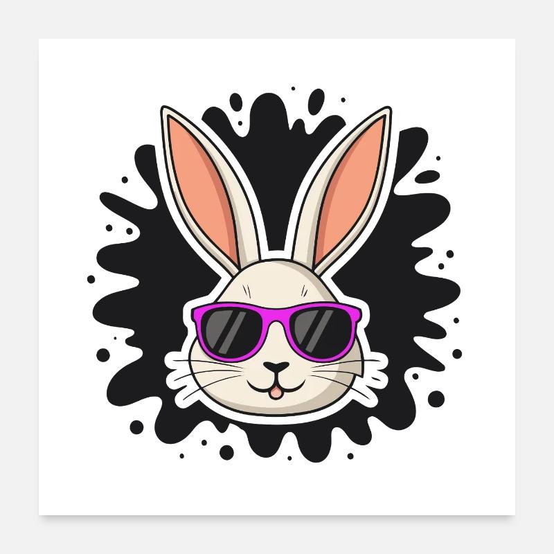 Chic Rabbit Lila Brille Poster 60x60 cm