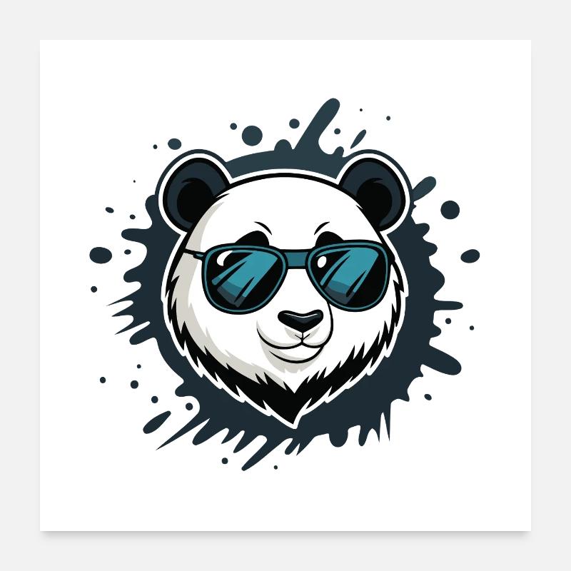 Panda Blue Graffiti-Brille Poster 60x60 cm