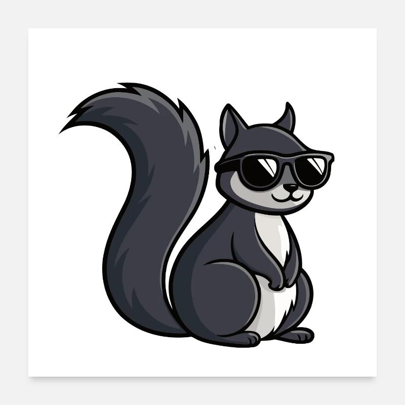 Cool Squirrel Dark Glasses Poster 24" x 24" (60x60 cm)