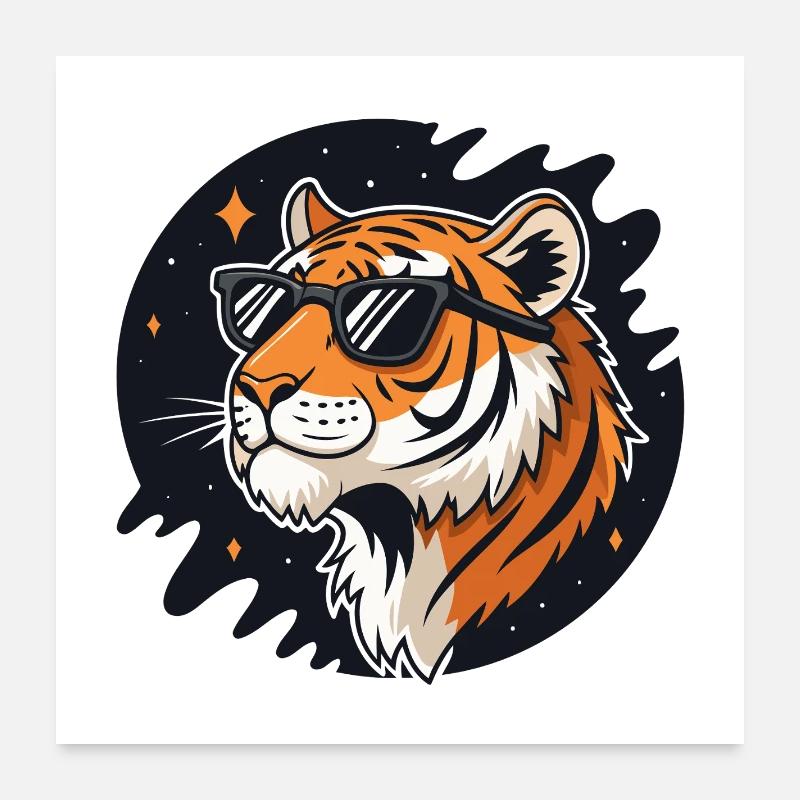 Kosmische Tigerbrille Poster 60x60 cm