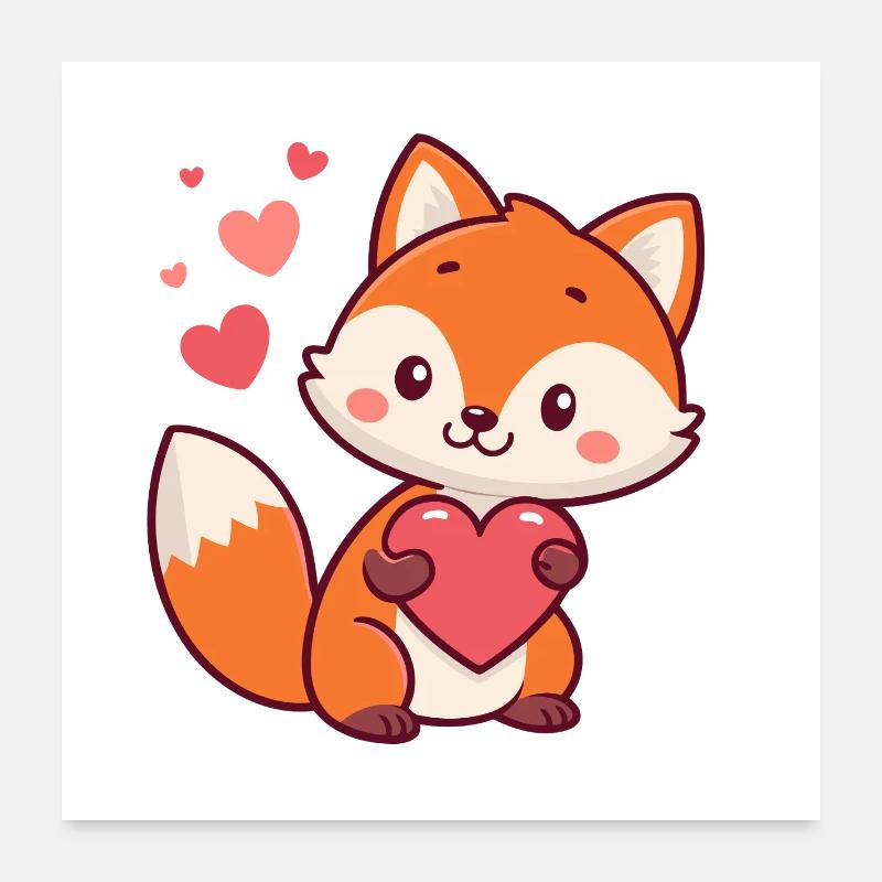 Fuchsherz Kawaii Poster 60x60 cm