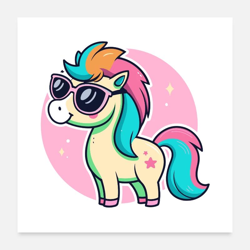 Rainbow Pony Glam-Brille Poster 60x60 cm
