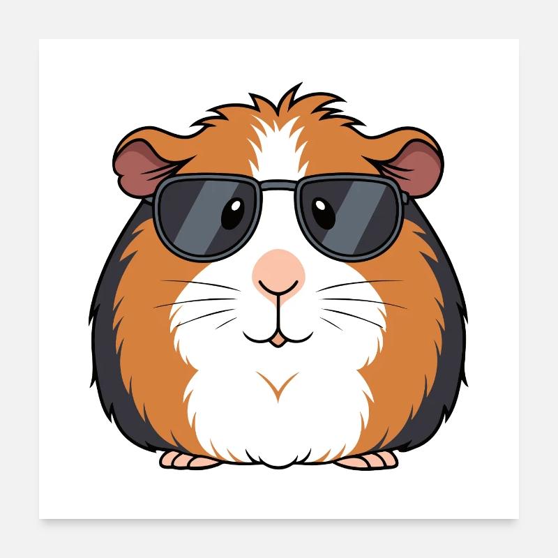 Cochon d'Inde lunettes soleil chic Poster 60 x 60 cm