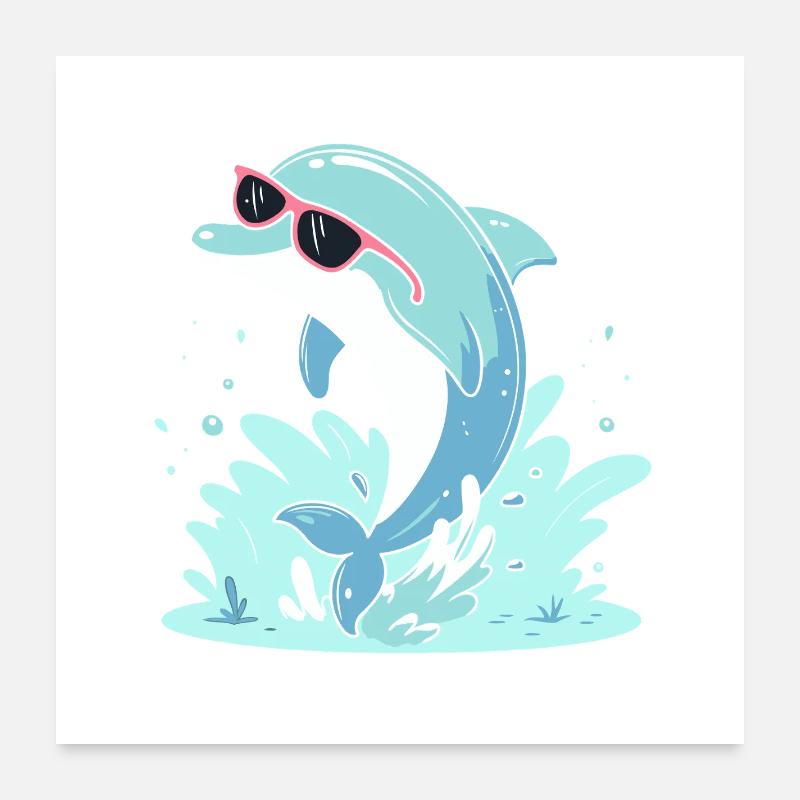 Delfin-Sommer-Pinkbrille Poster 60x60 cm