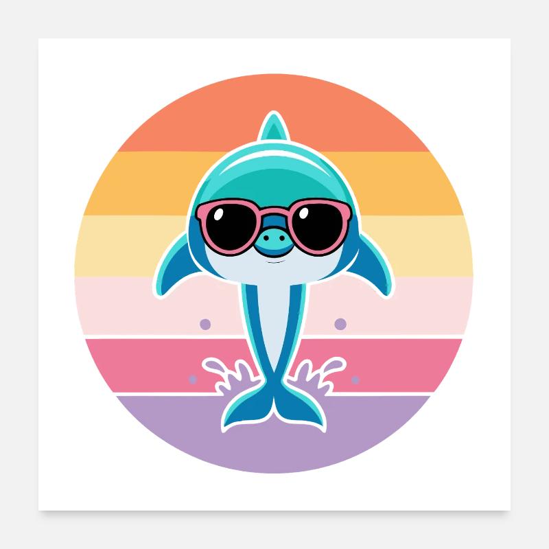 Pastelldelfin-Sonnenbrille Poster 60x60 cm