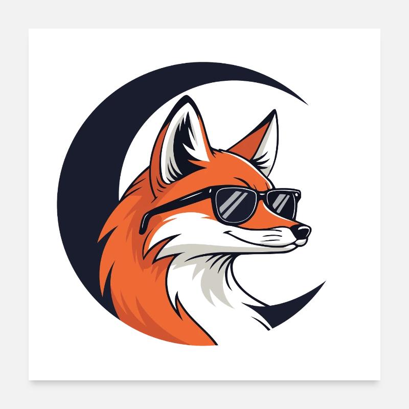 Lunar Fox in Sunglasses Poster 24" x 24" (60x60 cm)