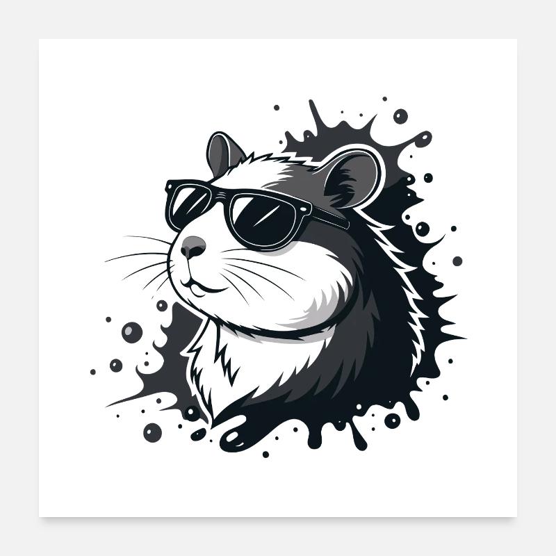Schicke Hamster-Schwarzbrillen-Spritzer Poster 60x60 cm