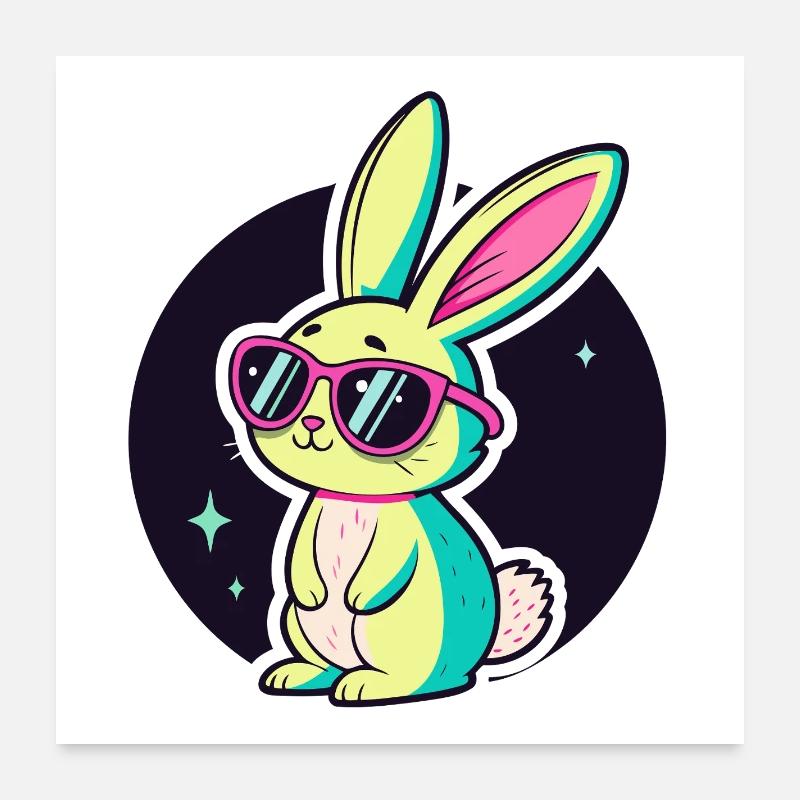 Lapin néon chic lunettes soleil Poster 60 x 60 cm
