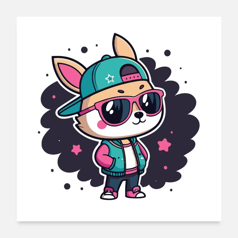 Lapin streetwear rétro chic Poster 60 x 60 cm