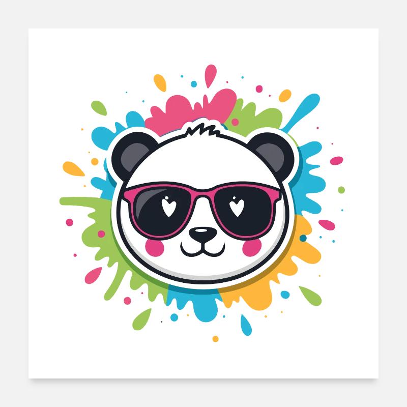 Panda Pop Farb-Spritzbrille Poster 60x60 cm