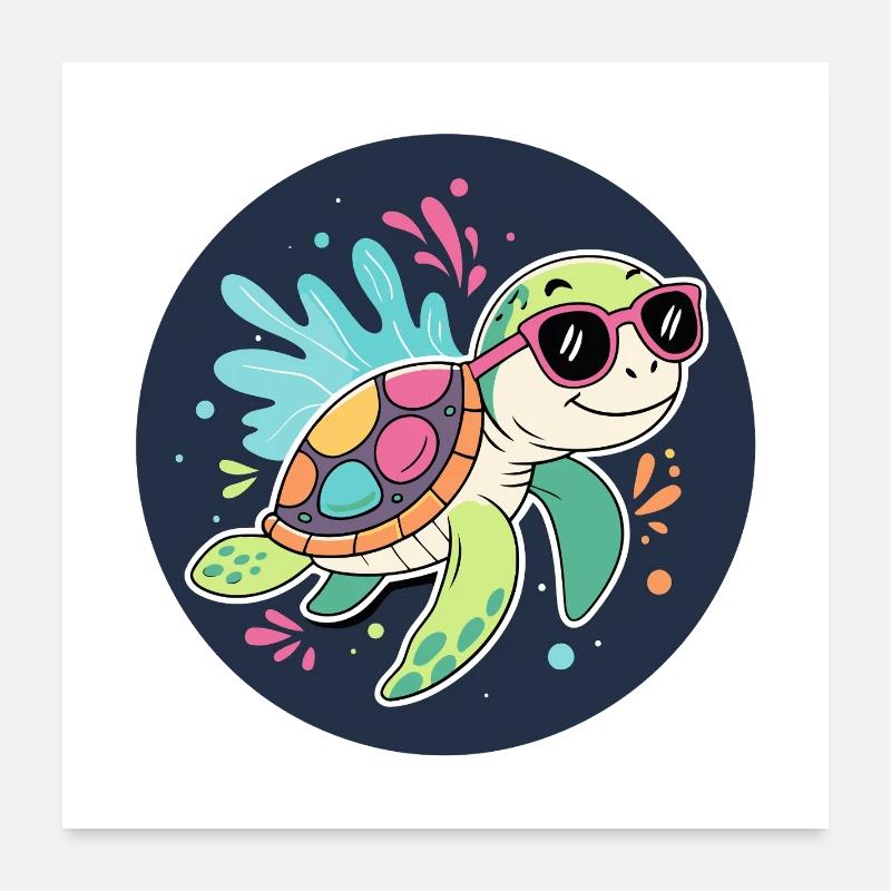 Tortue Tropicale Solaire Poster 60 x 60 cm