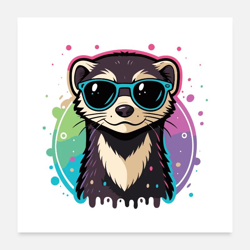 Regenbogenotterblaue Brille Poster 60x60 cm