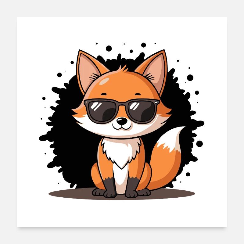 Chic Fox Schwarze Brille Poster 60x60 cm