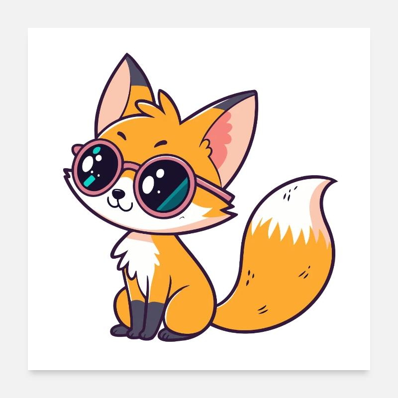 Fox Cub Glam Coole Brille Poster 60x60 cm