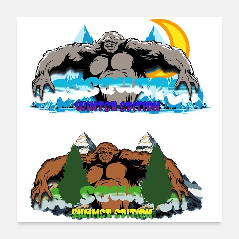 Sasquatch Peaks Winter and Summer Edition Poster 24" x 24" (60x60 cm)
