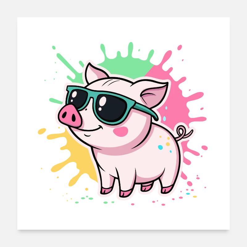 Warm Pig Sonnenbrille Poster 60x60 cm