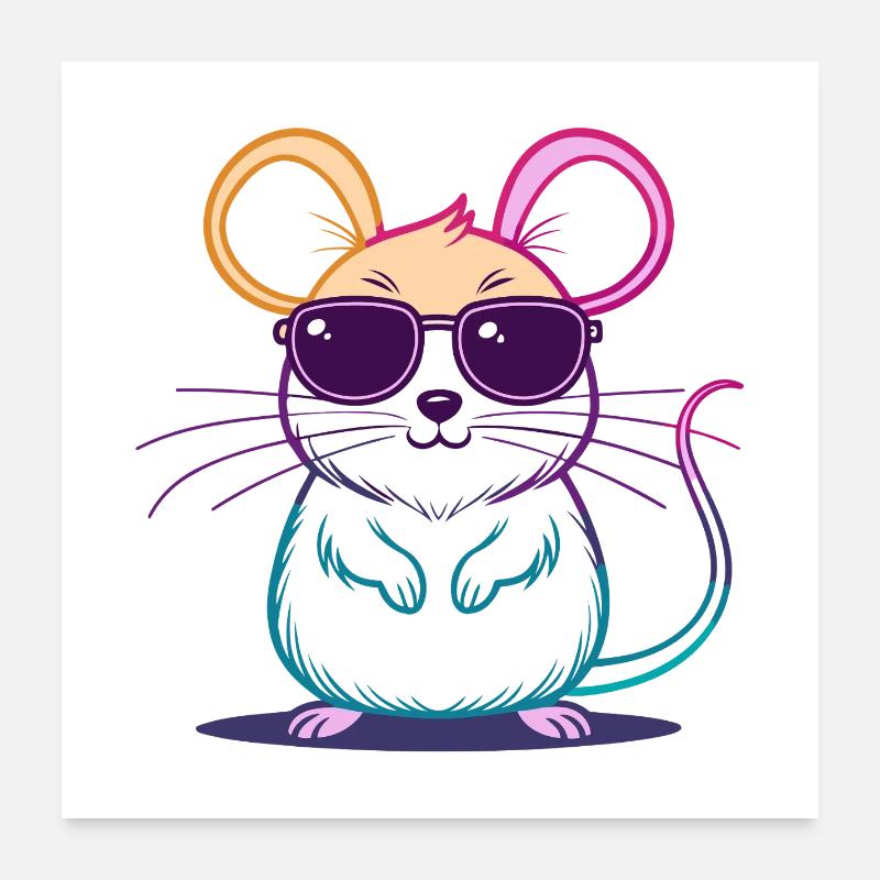 Regenbogen-Maus-Brille Poster 60x60 cm