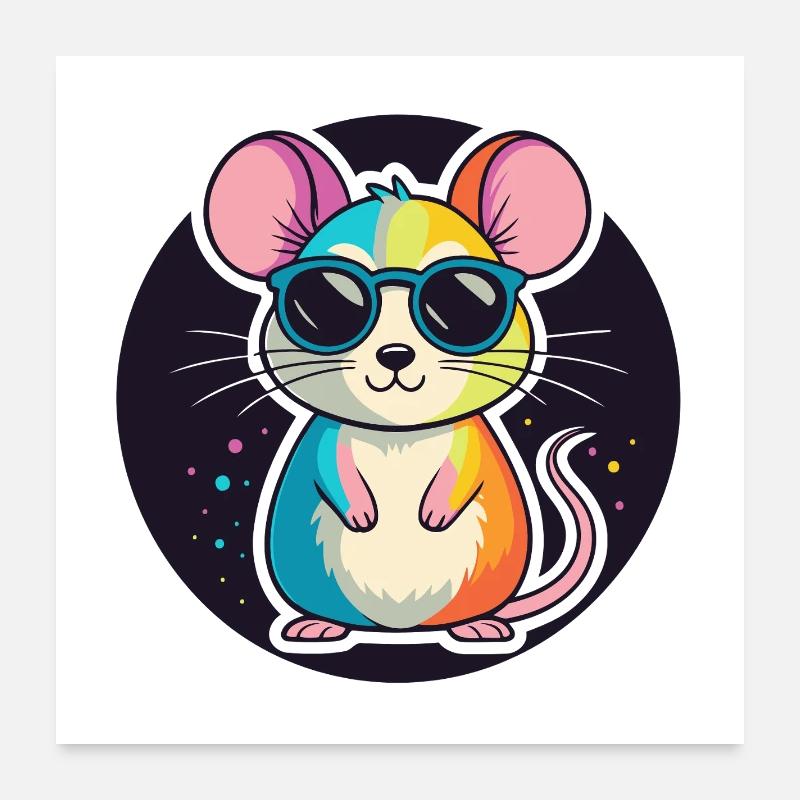 Rainbow Mouse Glasses Poster 24" x 24" (60x60 cm)