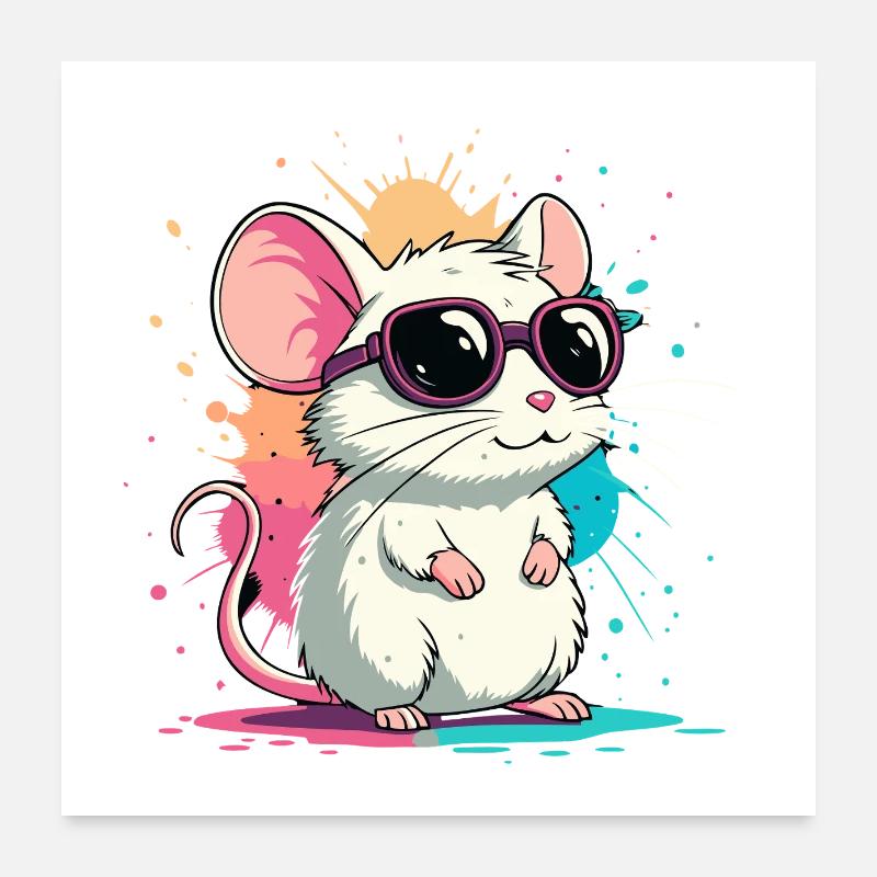 Mouse chic neon glasses Poster 24" x 24" (60x60 cm)