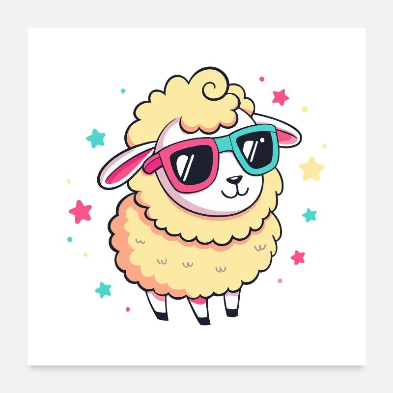 Sheep pop rainbow glasses Poster 24" x 24" (60x60 cm)