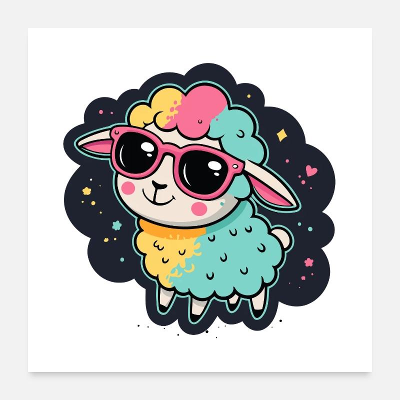 Cosmic Sheep Pink Glasses Poster 24" x 24" (60x60 cm)