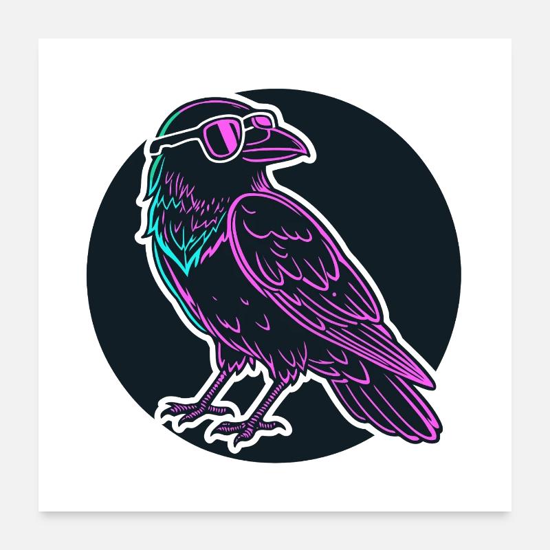 Corbeau Neon Lunettes Néon Poster 60 x 60 cm