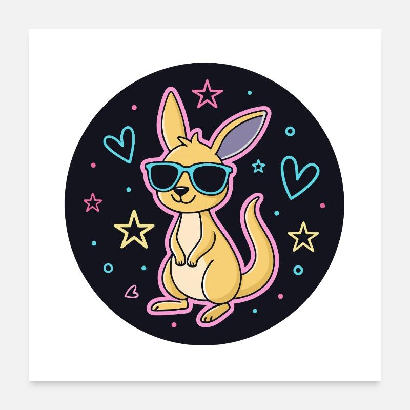 Neon Kangaroo Glasses Poster 24" x 24" (60x60 cm)