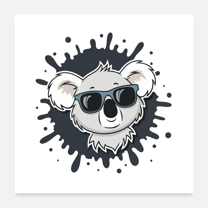 Koala Cool Lunettes Éclaboussures Poster 60 x 60 cm