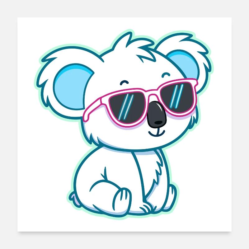 Koala Blanc Chill Lunettes de Soleil Poster 60 x 60 cm