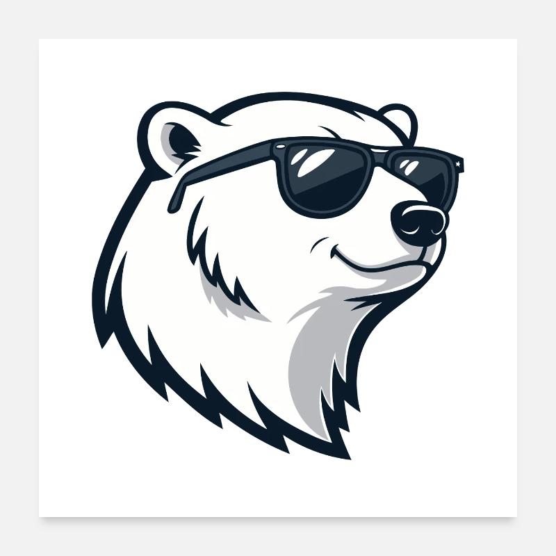 Eisbär mit Brille Poster 60x60 cm