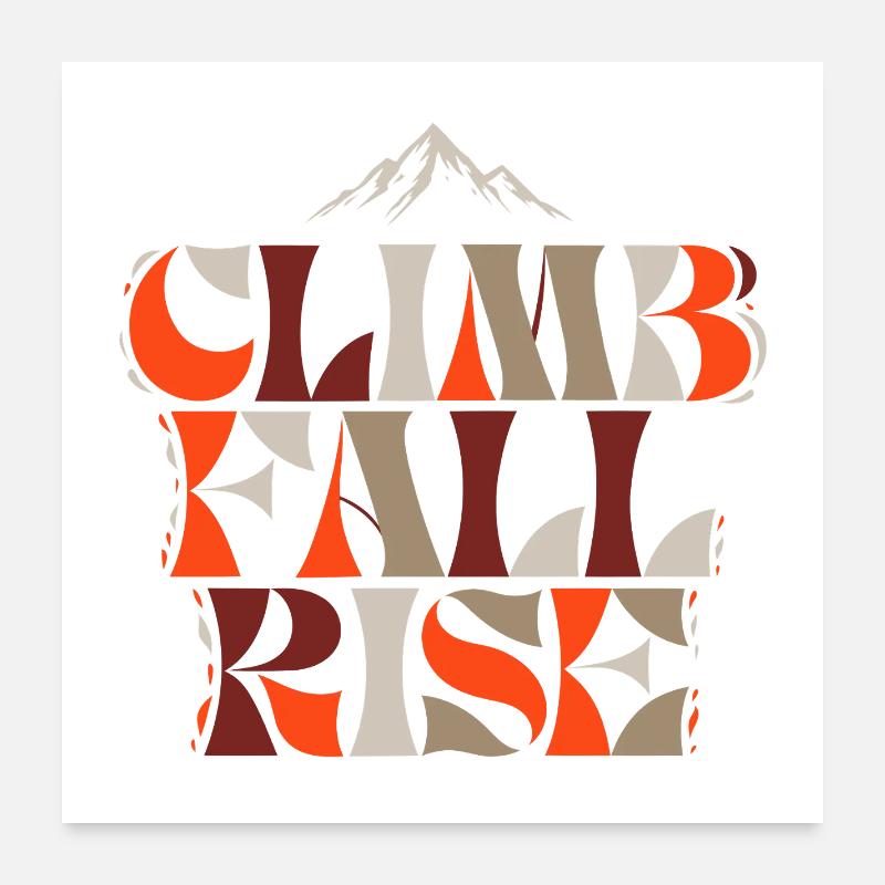 Retro Mountain Climb Poster 24" x 24" (60x60 cm)