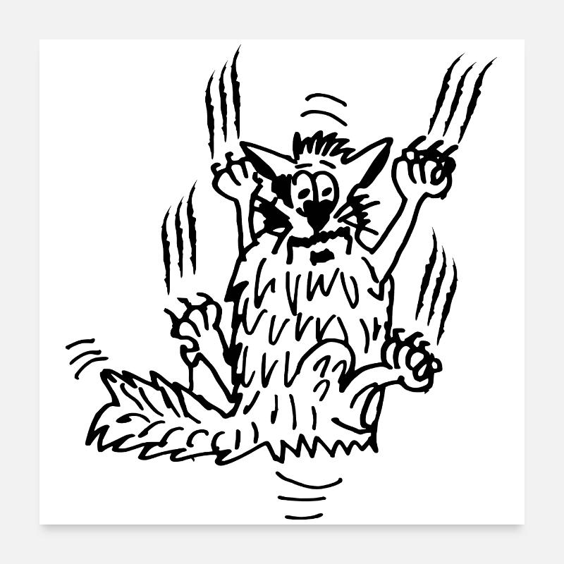 Des griffes de chat drôles serrées Poster 60 x 60 cm