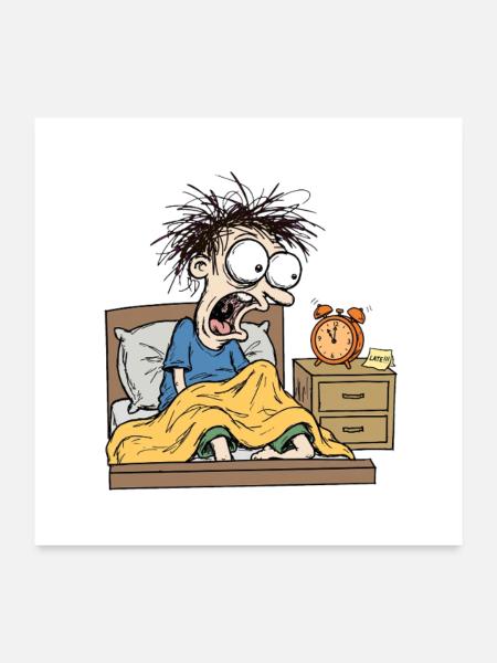 Später, wieder existenzieller Schreckens-Cartoon-Doodle - Poster 60x60 cm - Weiß - Vorne