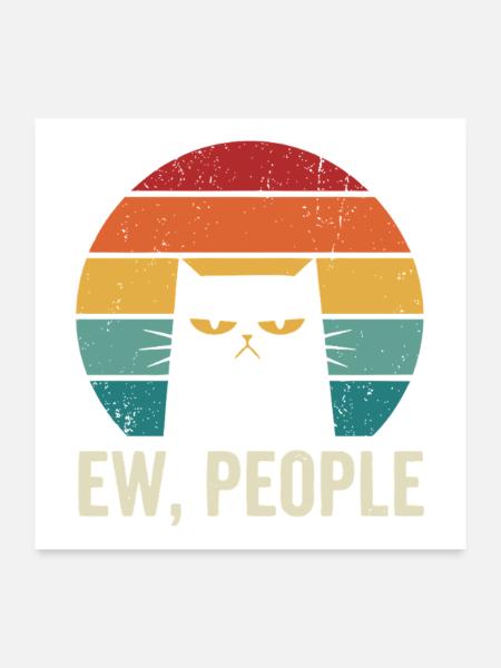 Ew People Retro Cat - Poster 60x60 cm - Weiß
