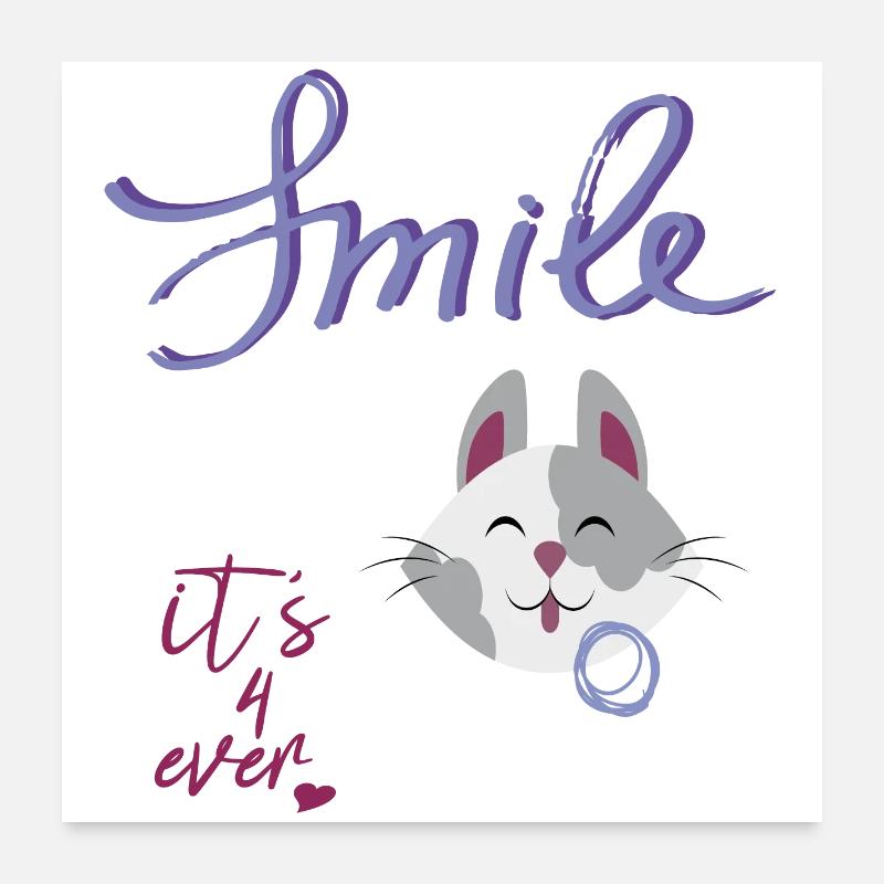 Smile, Laughter, Cat Poster 24" x 24" (60x60 cm)
