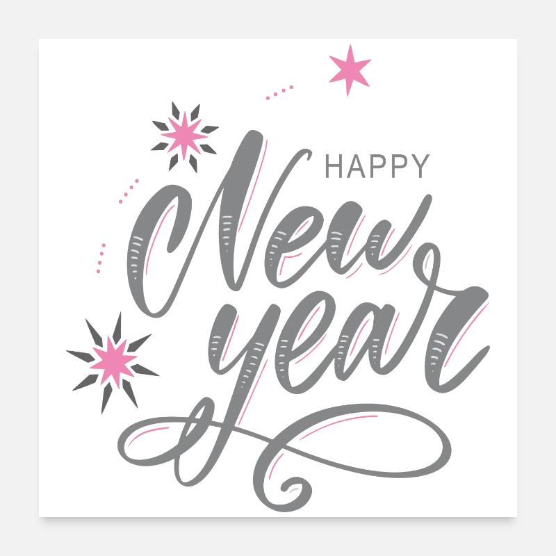 happy New Year - Poster 60x60 cm - Weiß