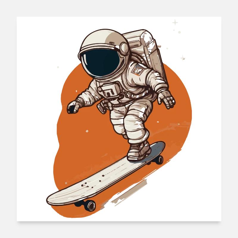 Astronaut Skateboarder in Orbit Poster 24" x 24" (60x60 cm)