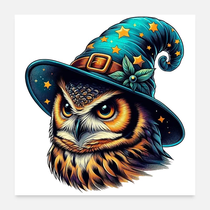 Zauberer Eule Poster 60x60 cm