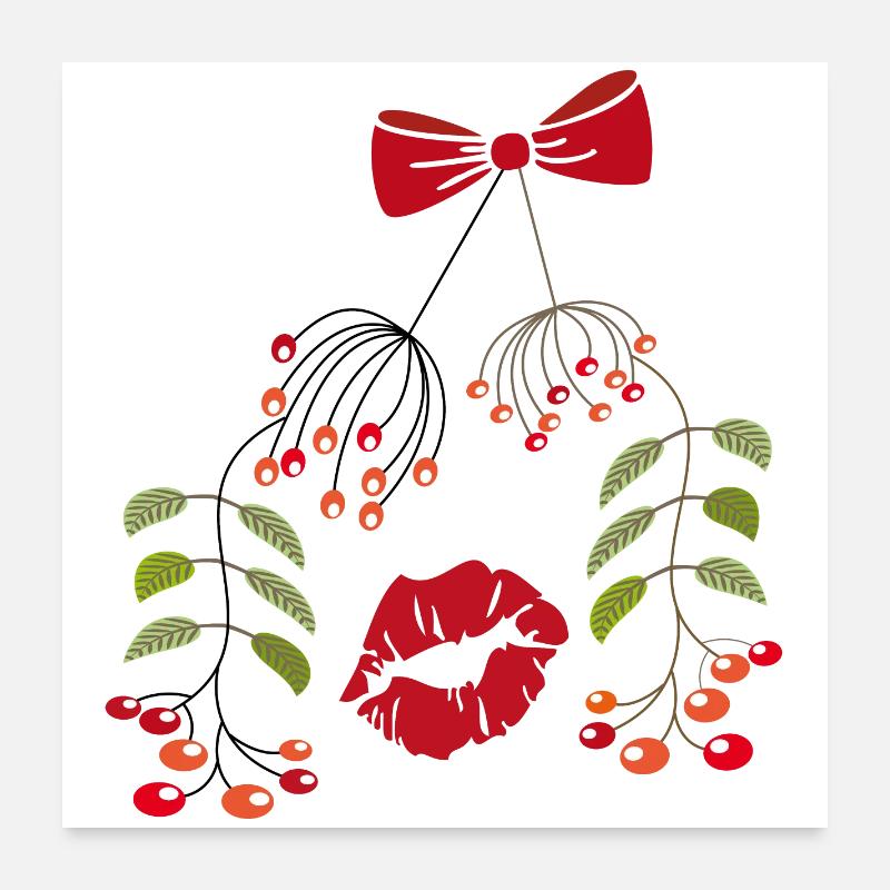 Baiser Sous Le Gui, Noël Poster 60 x 60 cm