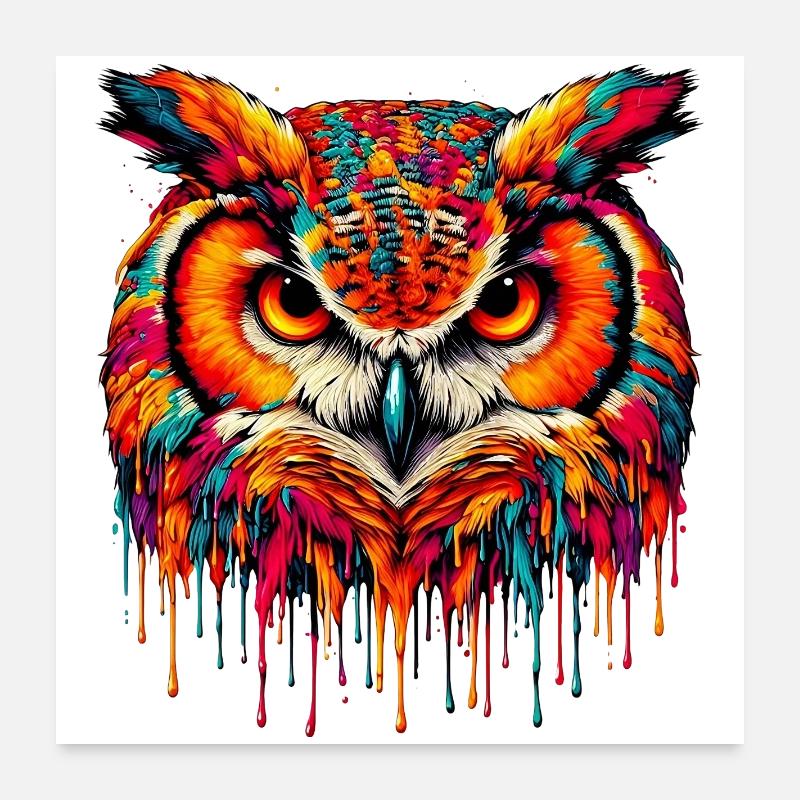 Eule - Poster 60x60 cm - Weiß