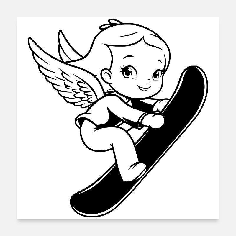 Snowboard Engel Poster 60x60 cm
