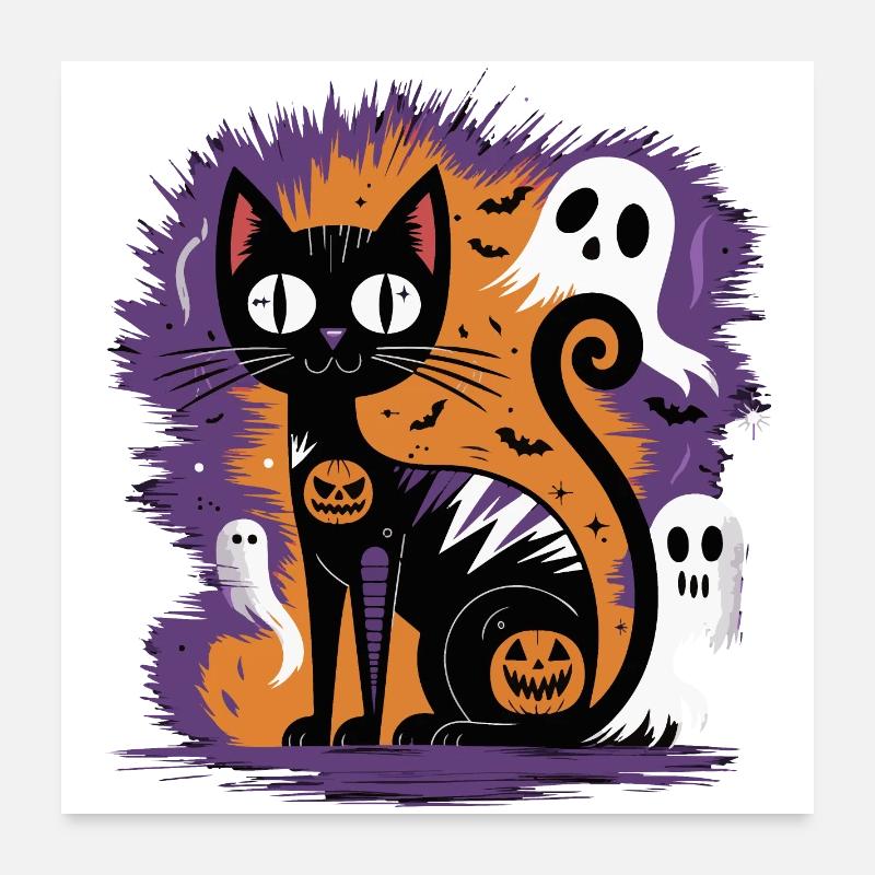 Gruselige Halloween-Katze Poster 60x60 cm