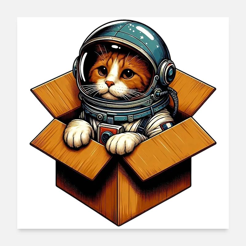 Astronaut Katze Poster 60x60 cm