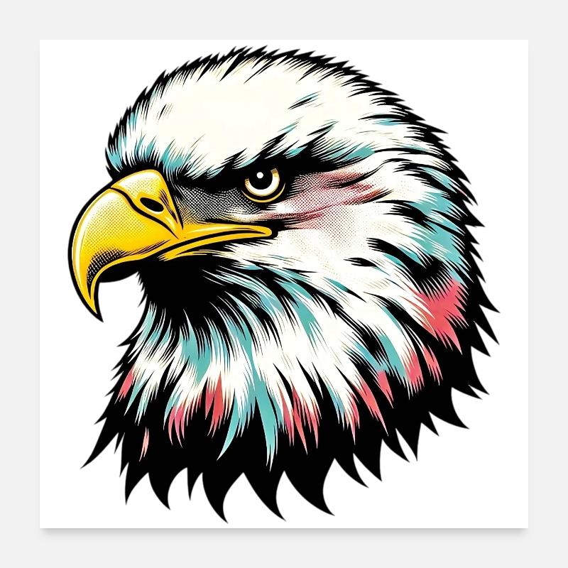 Adler - Poster 60x60 cm - Weiß