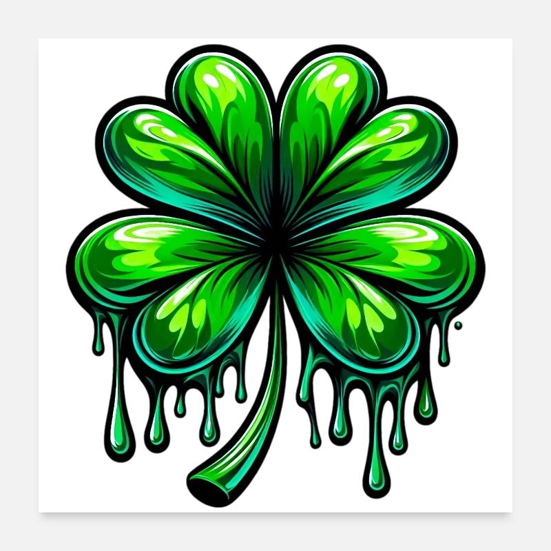 Trèfle à quatre feuilles Poster 60 x 60 cm