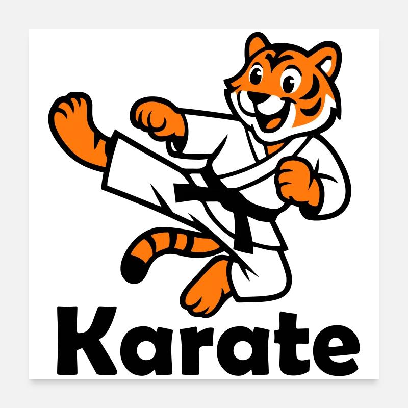 Karate Tiger - Poster 24" x 24" (60x60 cm) - white