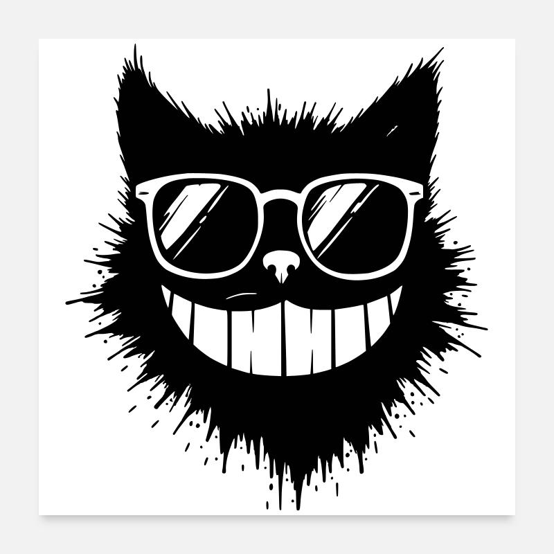 Cartoon cat with sunglasses on a grin Poster 24" x 24" (60x60 cm)