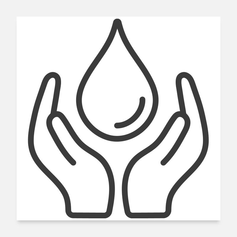 Hands Protecting Water Drop Icon Logo Poster 24" x 24" (60x60 cm)