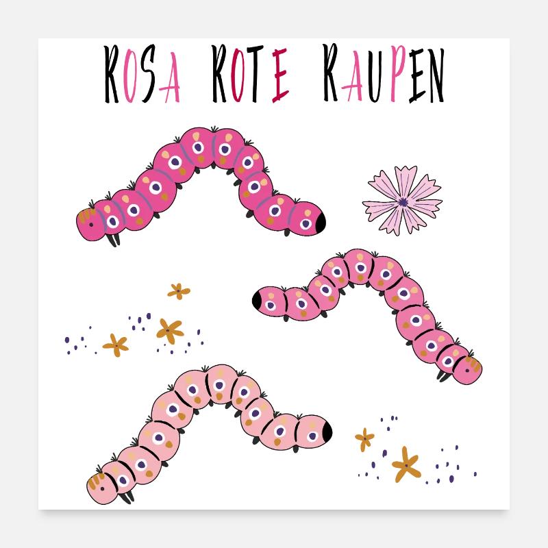 Rosa Rote Raupen Poster 60x60 cm